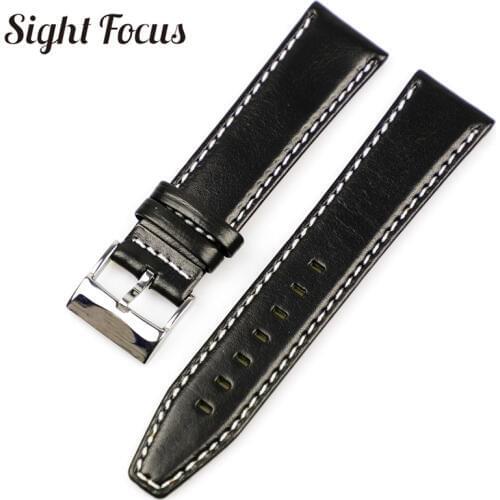 22mm Leather Watchband for Tag_Heuer Breitling Watch Strap Men Wrist Band Belt Replacement Black Bracelet Wing Buckle Watch Male