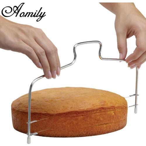 Aomily Conveniently 34x15cm Cake Slicer Wire Cutting Leveler Stainless Steel Pastry Cake Bread Cutter Pizza Dough Bakeware