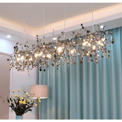 Pendant chrome/golden stainless steel leaf ceiling chandelier living room/bedroom/dining room home decoration art lighting
