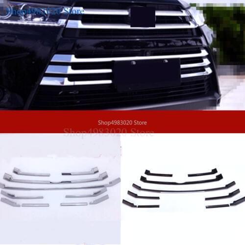 Car styling body cover ABS chrome racing engine trim Front bumper grid grill grille hoods part For Toyota Highlander 2018 2019
