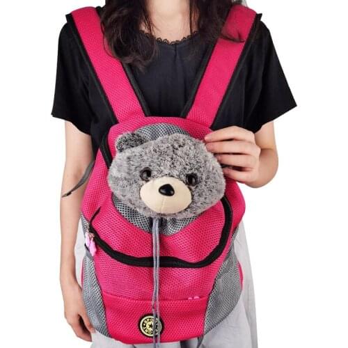 Pet Dog Cat Carrier Bag Double Shoulder Portable Travel Backpack Outdoor Puppy Pets Small Dogs Front Bag Mesh Backpack Head