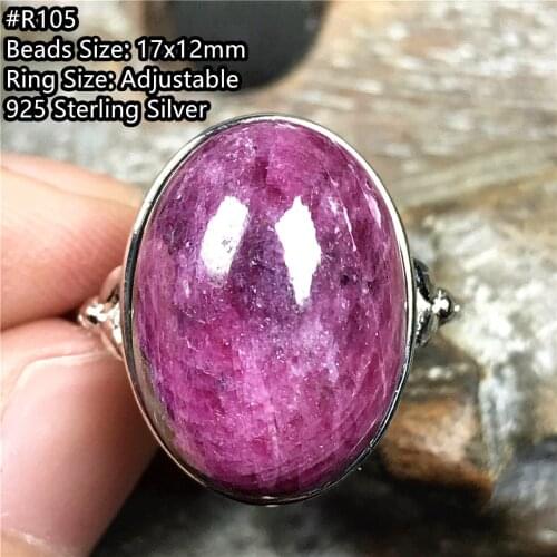 Top Natural Ruby Zoisite Ring Silver Sterling For Woman Man Green Red Crystal Oval Beads Stone Adjustable Ring Jewelry AAAAA