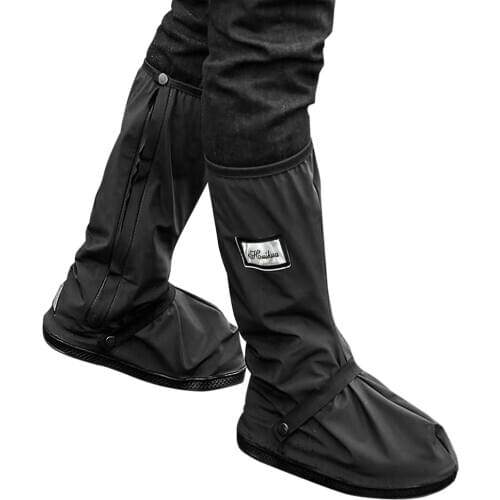 Waterproof Shoe Covers Outdoor Zipper Water Resistant Shoes Rainy Boots Covers PVC Folding Anti-Slip Cycling Overshoes Cover