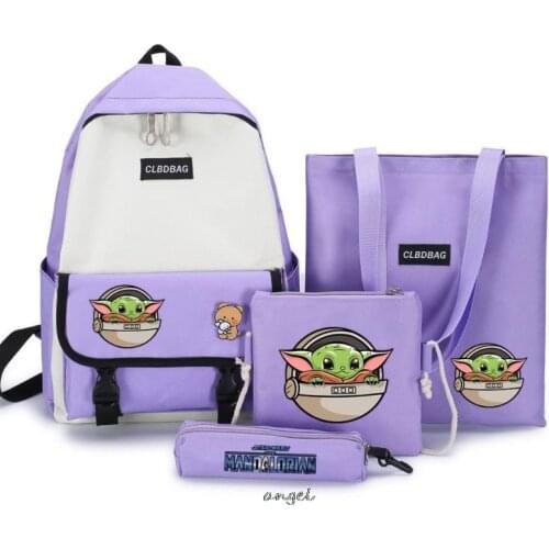 Mandalorian Baby Yoda Women Backpack Bags WaterProof Canvas Kawaii Shoulders Bag Girls Casual Contrast Color Female SchoolBag