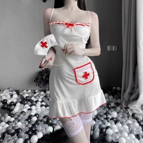 Women Sexy Costume Lady Nurse Girl uniform Set Sexy Maid Exotic Apparel Role Play Sexy Underwear Cosplay Uniform Pink&Black
