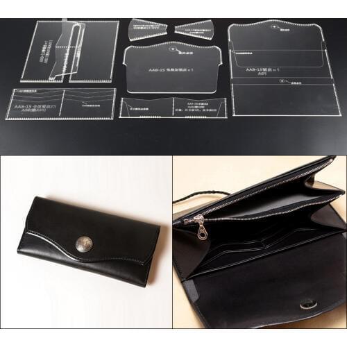 1Set DIY three women leather zipper wallet Long Wallet Acrylic template leather craft sewing pattern accessories
