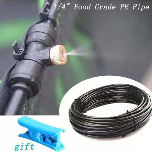 10M 20M 1/4 Inch PE Tube Irrigation Misting Cooling System Tubing Hose Pipe For RO Water Filter System Aquarium Cooling System