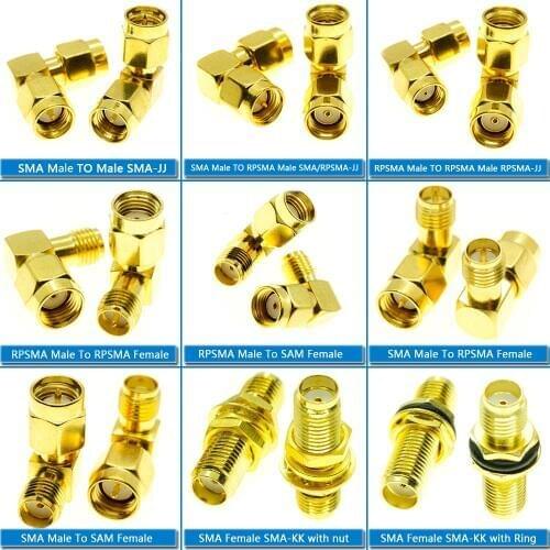 1X Pcs Kit Set Type L SMA Male To SMA RP SMA Male & Female Plug 90 Degree Right Angle Washer O-ring Bulkhead Brass RF Adapter