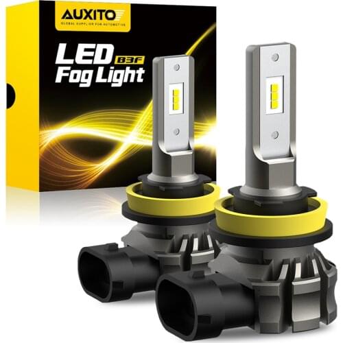 2Pcs AUXITO B3F Fog Lamp 2000LM Super Bright CSP SMD H8 H11 LED Car Fog Lights Bulb Driving Lamp H10 5202 H27W/1 880 6500K White