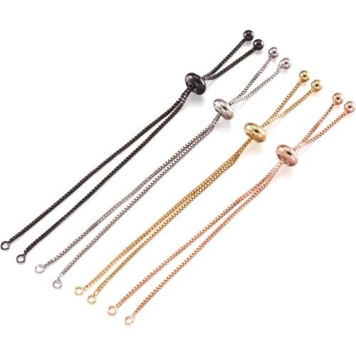 20Pcs Adjustable Slider Chains Rack Plating Environmental Brass Chain Long-Lasting Plated Slider Bracelets Making Accessories