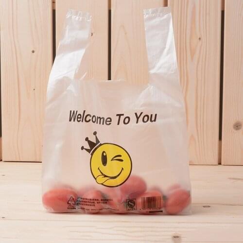 200Pcs Shopping Plastic Bags 17x30cm/20x32cm Reusable Grocery Bag With Handles Food Fruit Packing Bags Wholesale