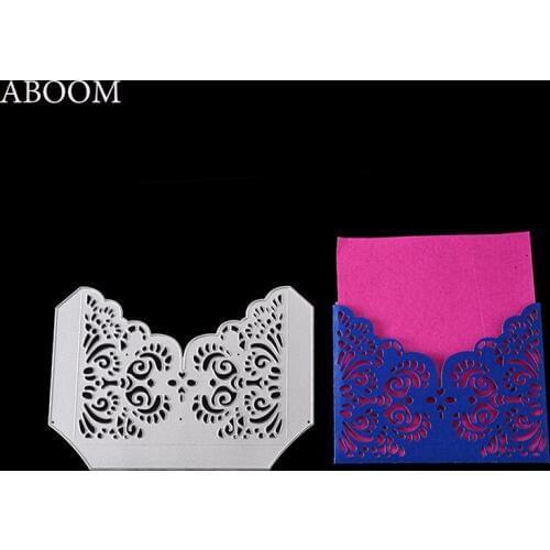 ABOOM Fresh 1PC DIY Lace Frame Envelope Shape Metal Steel Cutting Dies Flower Shape Scrapbooking Book Photo Album Card Die Cut