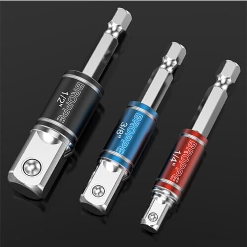 BROPPE 3Pcs Power Screwdriver Extension Bar Adapter 1/4 Inch Hex Shank Driver Socket Bit with Rotating Color Circle