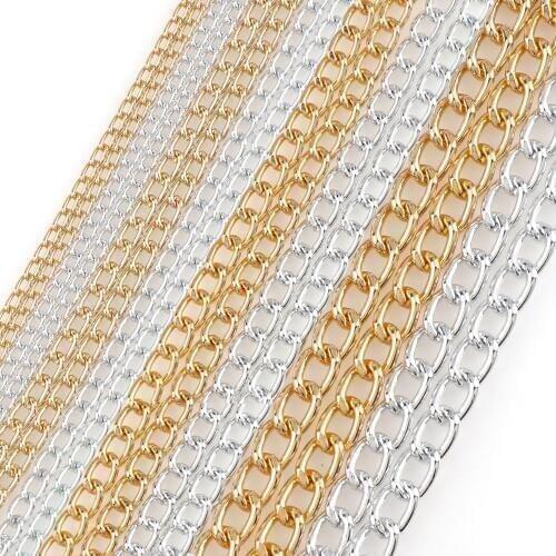 0.8-2mm Aluminum Metal Twisted Chains Bulk Fit Bracelets Findings Curb Open Link Chain For DIY Jewelry Making