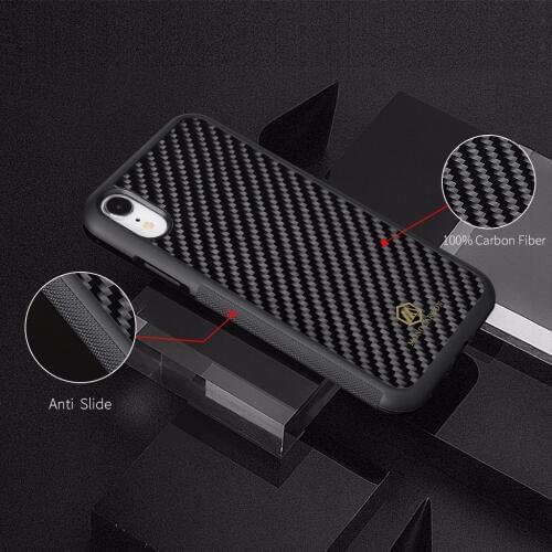Mcase Glossy Case for iPhone XS XS MAX Case Cover Anti-Slide Real Carbon Fiber Case with Soft TPU for iPhone XR Phone Case