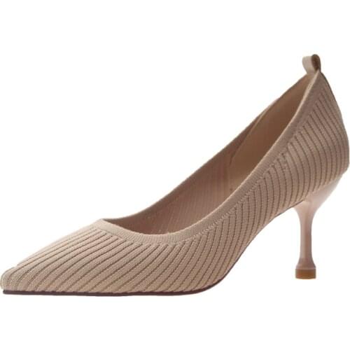 HKXN 2020 Fashion 7cm Knitting Women Pumps Sexy Fine Heel High Heels Shoes Point Toe Party Wedding Pump Drop Shipping
