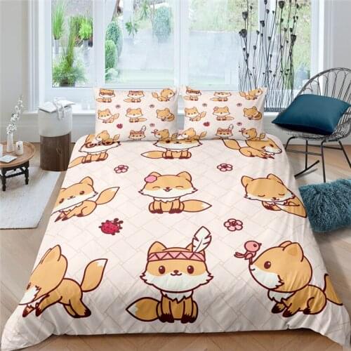 Bedding Set Luxury 3D Cartoon Dog Print 2/3Pcs Comfortable Kids Duvet Cover Pillowcase Home Textile Single Queen and King Size
