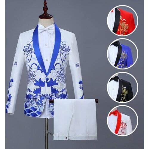 2 Pcs Suits Set Blazers Jacket Pants / 2021 Fashion New Mens Casual Boutique Personalized Printing Dress Coat Trousers