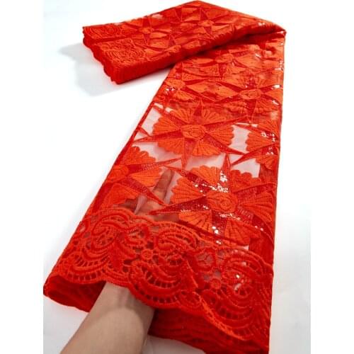 Afriacn Lace Fabric High Quality Nigeria Tulle Lace Embroidery Sequins Milk Silk Lace For Party Dresses 2.5 Yards