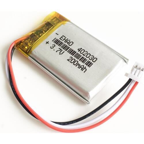 3.7V Lipo polymer battery rechargeable 200mah 402030 JST 1.0mm 3pin customized wholesale CE FCC ROHS MSDS quality certification