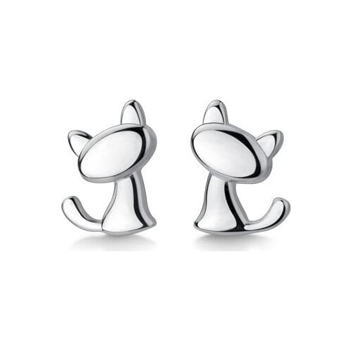 Small 100% Real. 925 Sterling Silver Cute kitten Cat Earrings For Women Girl Lovely C-G1803