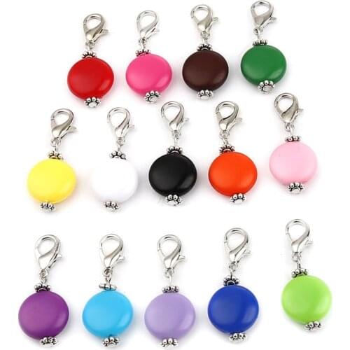 10PCs Colorful Round Mini Knitting Crochet Locking Stitch Markers Zinc Alloy & Acrylic Knit Lock Stitch Holder DIY Sewing Tools