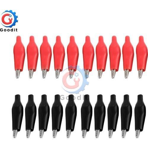 10 pcs Metal Alligator Clip Crocodile Electrical Clamp for Testing Probe Meter Black and Red with Plastic Boot