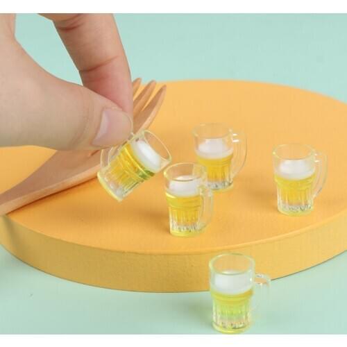 10pcs Miniature Beer Glass Resin Small Cups Dollhouse Model Modern Home Room Table Dollhouses Decoration