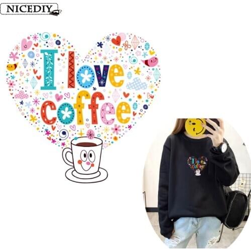 Fashion Girl Love Coffee Application Of a Heat Transfer Ironing Patch Iron On Patches Stripes On Clothing Heat-Sensitive Patch