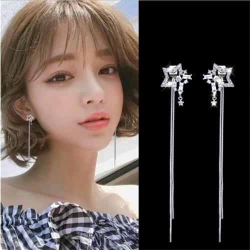 Fashion Ear line Tassel Earrings long style Korean versatile jewelry anti allergy Earrings