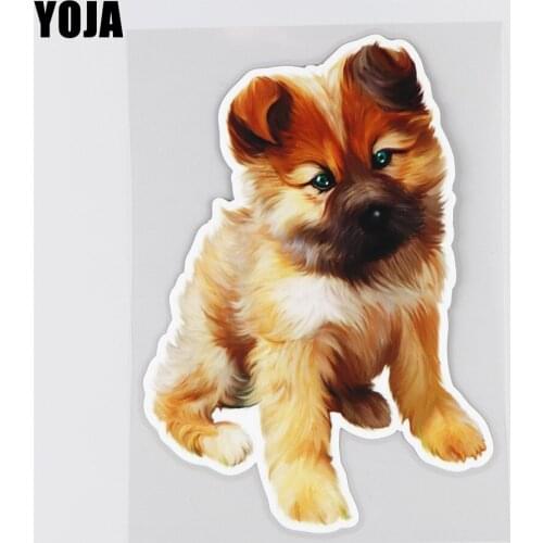 YOJA 13.4×19.6CM Cute Green Eyed Dog Body Decoration Decals Funny Cartoon Bumper Door Car Sticker 19B-0069