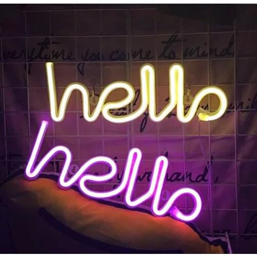 Night Light Neon Alphabet Hello Neon Lights For Birthday Wedding Party Bedroom Wall Hanging Decor Light Night
