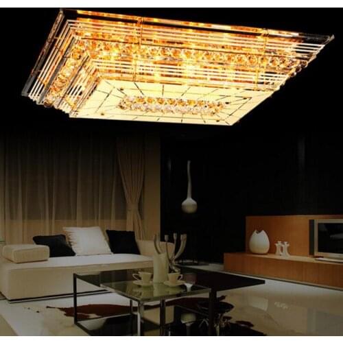 New LED high-light living room crystal lamp rectangular living room lamp ceiling lamp chandelier lamp led lighting fixture led