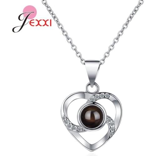 Valentines day Gifts Custom Heart Projection Necklace Heart Pendant 925 Sterling Silver Necklace Jewelry Love Memory Gift