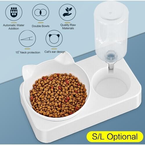 Pet Cat Dual Port Bowl Dog Automatic Water Dispenser Feeder Bowl Double Utensils Pet Cat Drinking Water Feeder Bowl Pet Supplies
