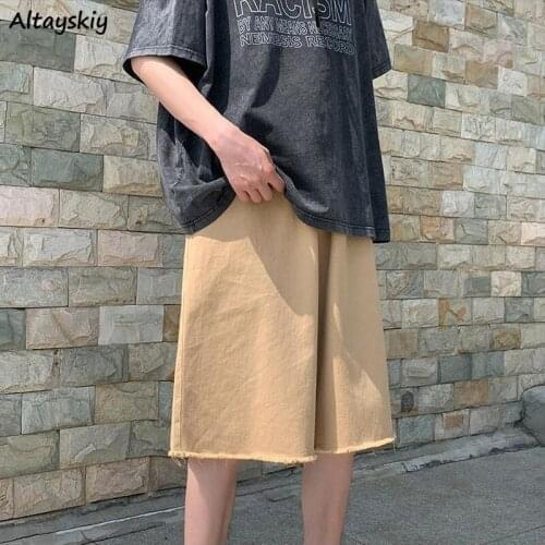 Plus Size Shorts Women Tassel Casual Fashion Summer Knee-length Trendy Loose Harajuku Couples Drawstring Preppy Style All-match