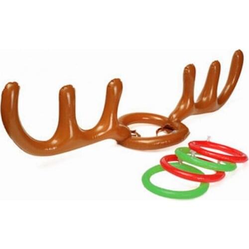 Christmas Toy Children Kids Inflatable Santa Funny Reindeer Antler Hat Ring Toss Christmas Holiday Party Game