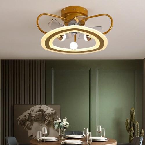 Illuminated Fan New Creative Personality Household Mute Acrylic Ceiling Fan Light Intelligent Frequency Conversion Fan Light