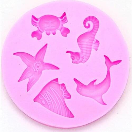 3D DIY Silicone Marine Animals Cake Mold Biscuit Cake Moulds Fondant Cake Decorating Tools Cookies Mold Kitchen Accessorie