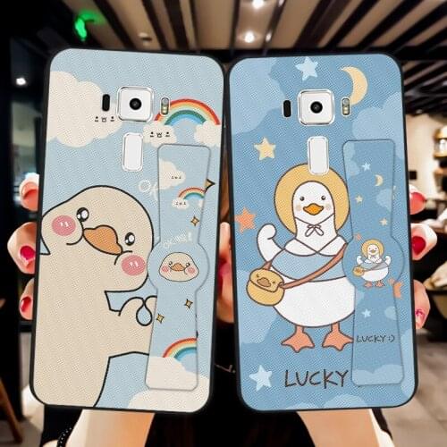 Cute Duck Silicone Phone Case For Asus Zenfone Max Pro M1 ZB601KL ZB602KL Folding Magnetic Car Holder For Asus ZenFone 3 ZE552KL
