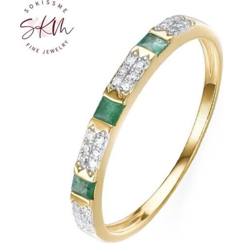 SKM Vintage 14k rose gold rings emerald rings for women brand designer Engagement rings Promise gift for wife Luxury Jewelry