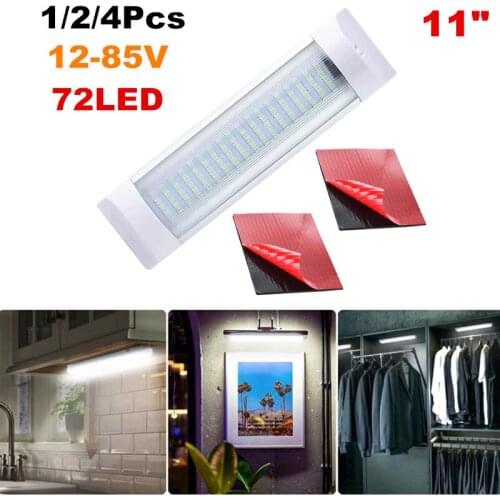 1/2/4Pcs 11" 12-85V Car Interior Led Light Bar 6W 72 LED White Light Tube with On/Off Switch For Van Lorry Truck RV Camper Boat