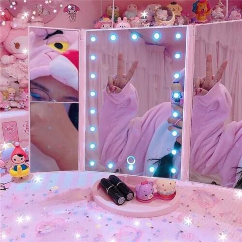 LED Makeup Mirror 22 Light Touch Screen Desktop Makeup 1X/2X/3X/10X Magnifying Mirror Vanity 3 Folding Cosmetics Mirrors