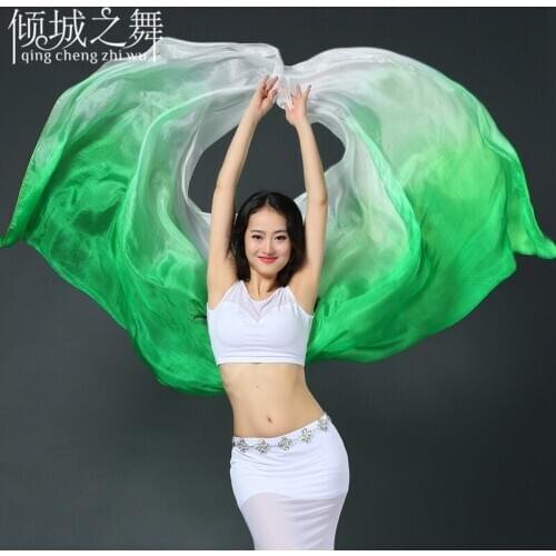 SJ005 100% Silk Women Belly Dance Veil 260x114cm Size Women Professional Dancing Veils Stage Performance Props SJ005