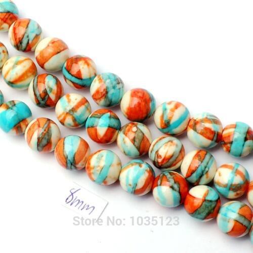 High Quality 8mm Pretty Round Shape Mixed Color Stone DIY Loose Beads Strand 15" DIY Creative Jewellery Making w3342