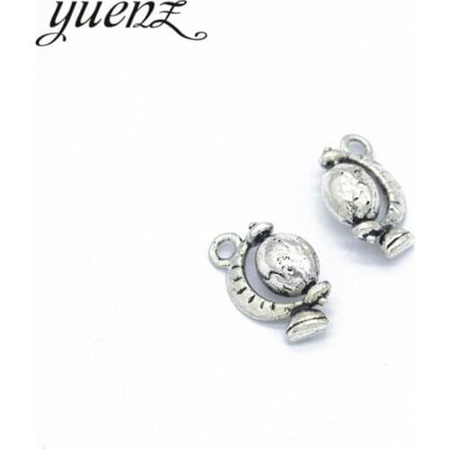 YuenZ 10pcs 2 colour Alloy Metal Antique Sliver globe Charm Jewelry Making DIY Handmade Craft 20*12mm J155