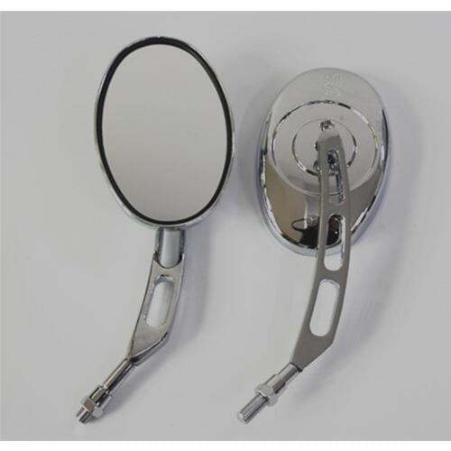 10mm Aluminum Chrome Oval Custom Rearview Mirror Motorcycle Rear View Mirrors For Cruiser Chopper Touring Sport