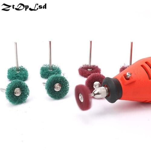 ZtDpLsd 6Pcs/Lot 3mm Scouring Pad Fiber Grinding Head Sanding Polishing Wheel Grinding Burnish Die Dremel Grinder Rotary Tools