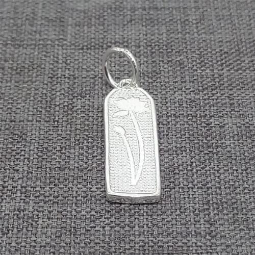 3pcs of 925 Sterling Silver Shiny Lotus Bar Charm for Buddhism Bracelet Necklace