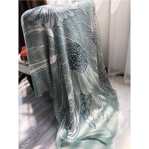 2020 Women Winter Pashmina Shawl Elegant Floral Print 100% Cashmere Scarf Wraps 200x100cm